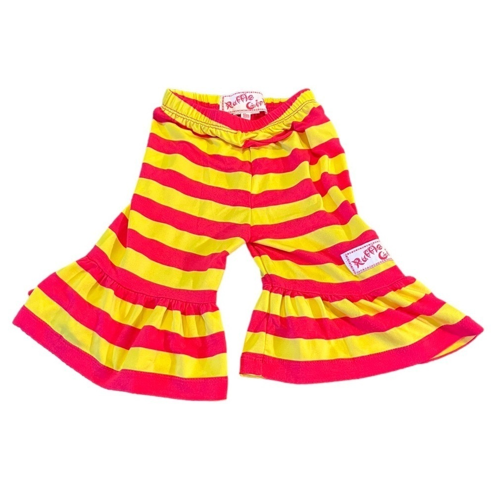 Ruffle Girl Pink and Yellow Flare Pants | 18M